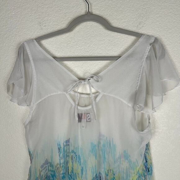 So Womens XL sheer cap sleeve tie top Romantic Bohemian Coquette Fairy - Picture 3 of 8